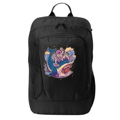 Funny Astronaut Riding Shark City Backpack