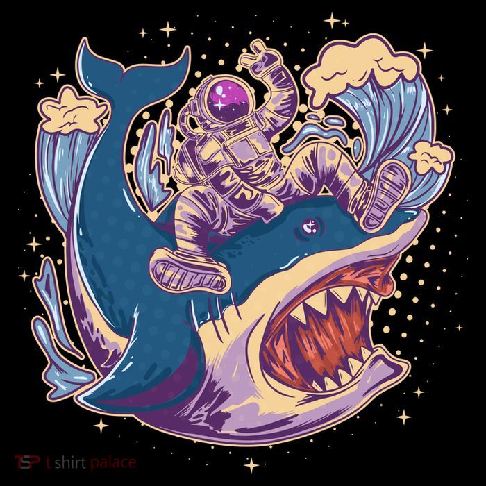 Funny Astronaut Riding Shark 16 in Basic Backpack