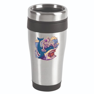 Funny Astronaut Riding Shark 16oz Travel Tumbler