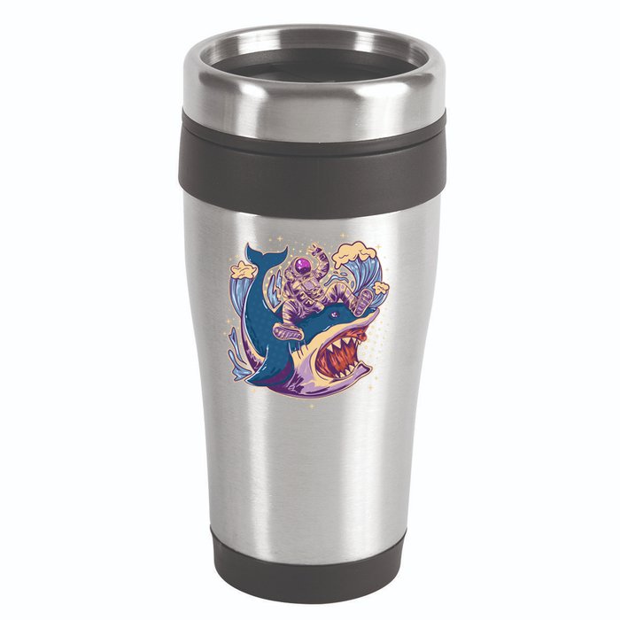 Funny Astronaut Riding Shark 16oz Travel Tumbler
