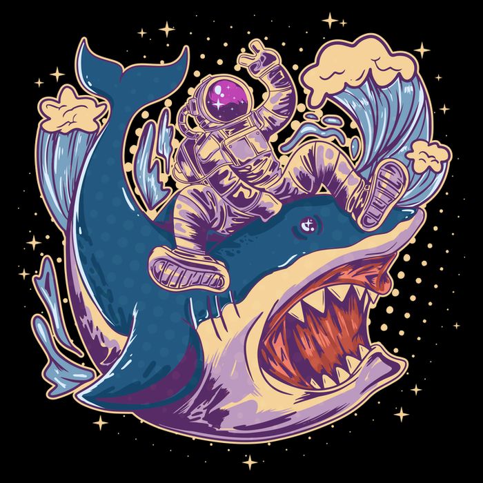 Funny Astronaut Riding Shark 16oz Travel Tumbler