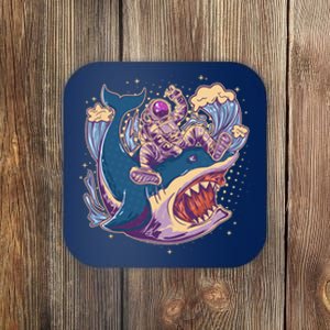 Funny Astronaut Riding Shark Coaster