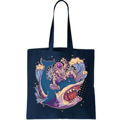 Funny Astronaut Riding Shark Tote Bag