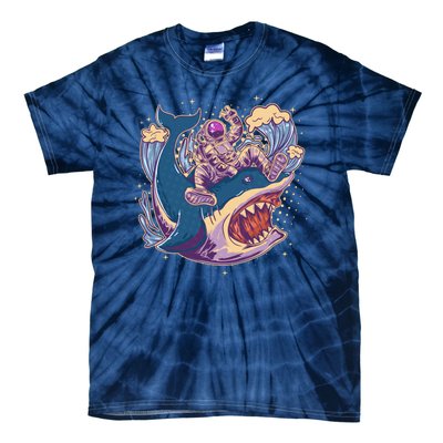 Funny Astronaut Riding Shark Tie-Dye T-Shirt