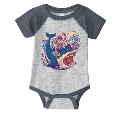 Funny Astronaut Riding Shark Infant Baby Jersey Bodysuit