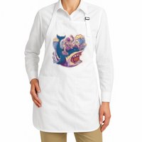 Funny Astronaut Riding Shark Apron