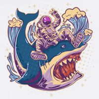 Funny Astronaut Riding Shark Apron