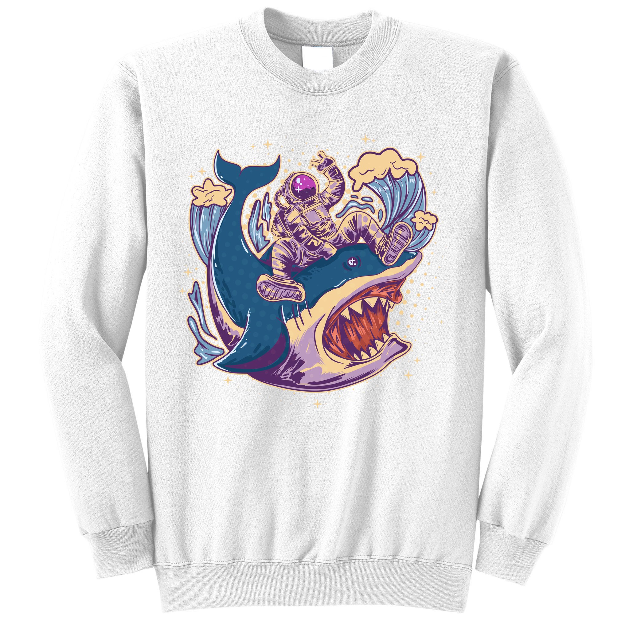 Funny Astronaut Riding Shark Sweatshirt