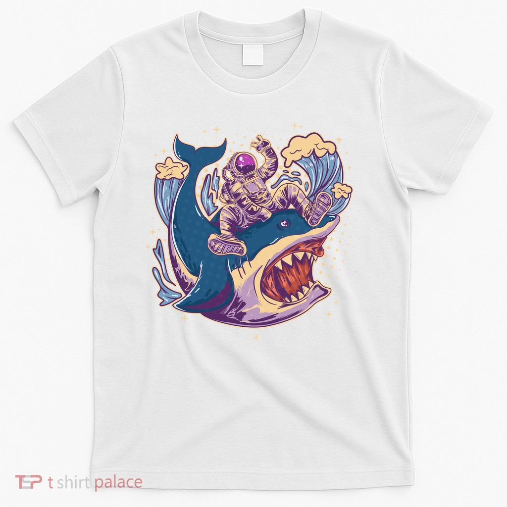 Funny Astronaut Riding Shark T-Shirt