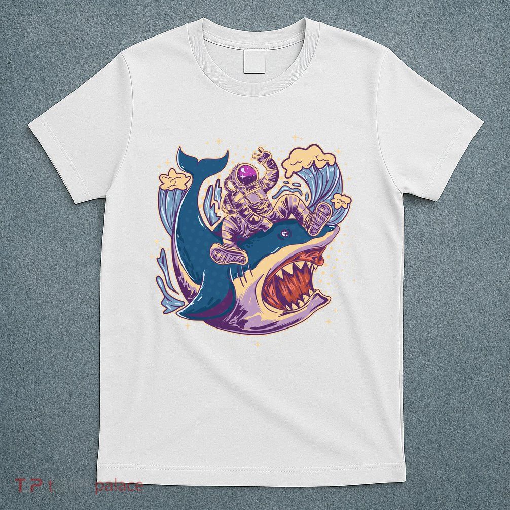 Funny Astronaut Riding Shark T-Shirt