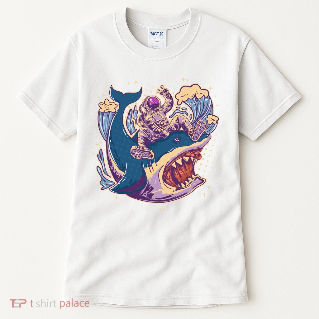 Funny Astronaut Riding Shark Tall T-Shirt