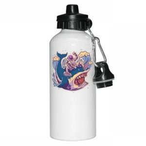 Funny Astronaut Riding Shark Aluminum Water Bottle