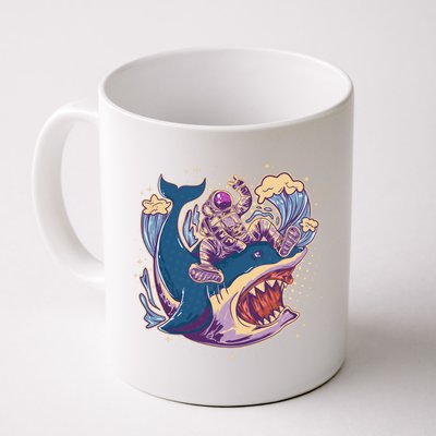 Funny Astronaut Riding Shark Mug