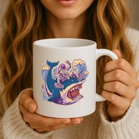 Funny Astronaut Riding Shark Mug