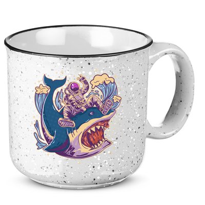 Funny Astronaut Riding Shark 15oz Campfire Ceramic Mug