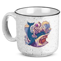 Funny Astronaut Riding Shark 15oz Campfire Ceramic Mug