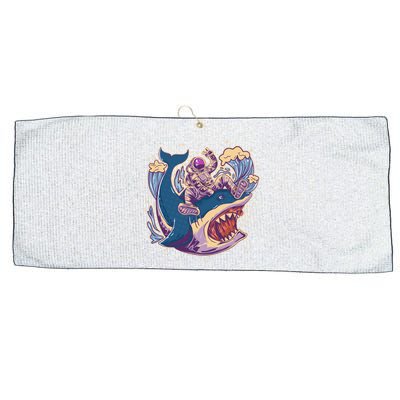 Funny Astronaut Riding Shark Large Microfiber Waffle Golf Towel