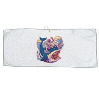 Funny Astronaut Riding Shark Large Microfiber Waffle Golf Towel