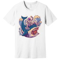 Funny Astronaut Riding Shark Premium T-Shirt