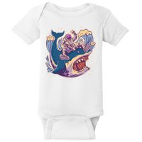 Funny Astronaut Riding Shark Baby Bodysuit