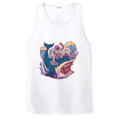 Funny Astronaut Riding Shark PosiCharge Competitor Tank