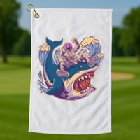 Funny Astronaut Riding Shark Golf Towel