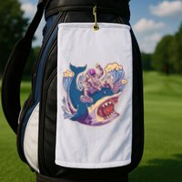 Funny Astronaut Riding Shark Golf Towel