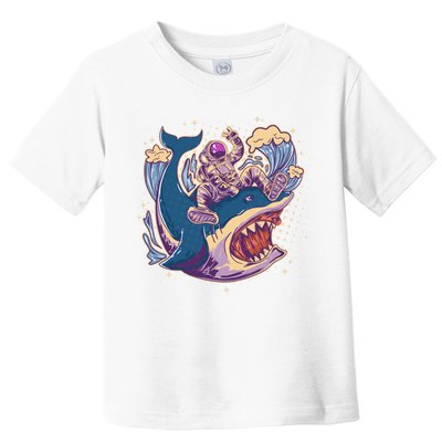 Funny Astronaut Riding Shark Toddler T-Shirt