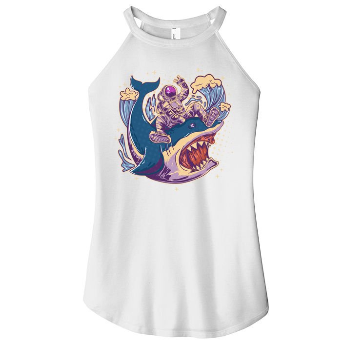 Funny Astronaut Riding Shark Women's Perfect Tri Rocker Tank