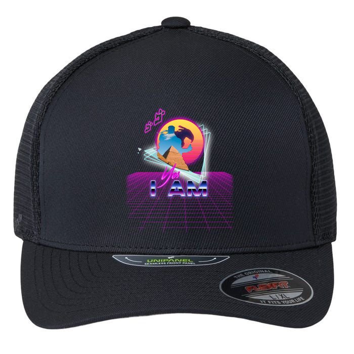 Funny Aesthetic Retro Vaporwave Synthwave Avdol Yes I Am Meme Quote Flexfit Unipanel Trucker Cap