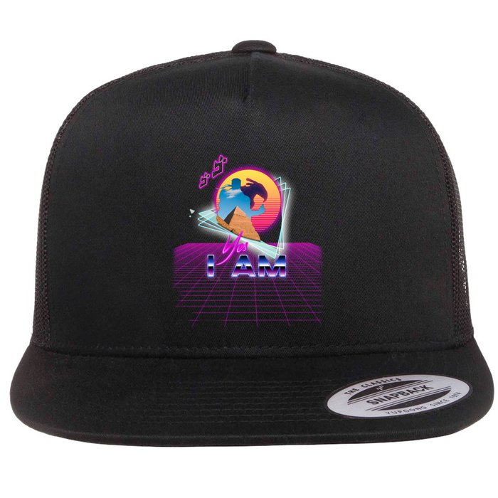 Funny Aesthetic Retro Vaporwave Synthwave Avdol Yes I Am Meme Quote Flatbill Hat