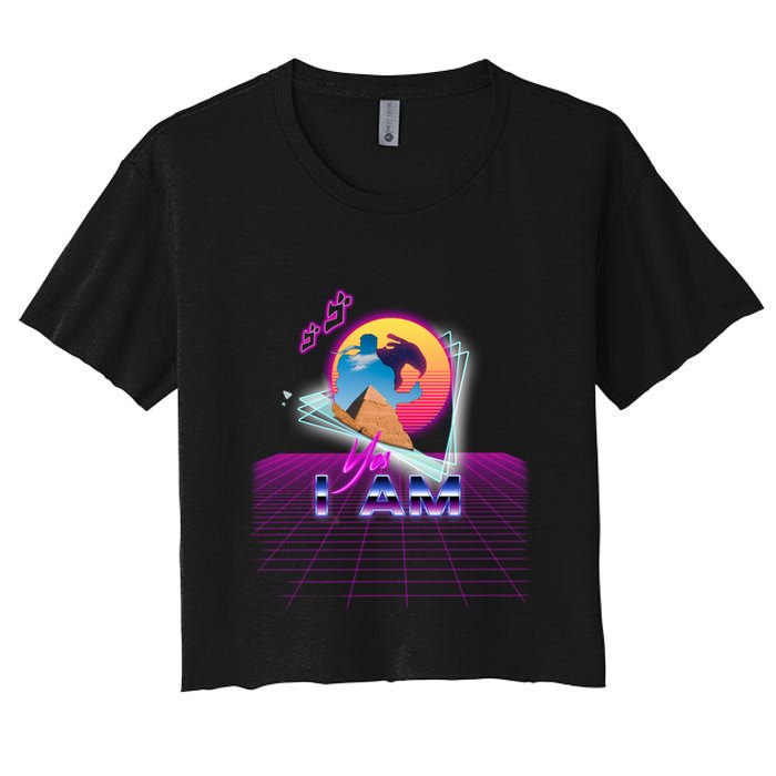 Funny Aesthetic Retro Vaporwave Synthwave Avdol Yes I Am Meme Quote Crop Top