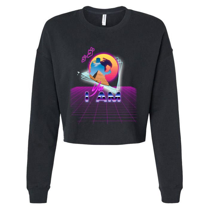 Funny Aesthetic Retro Vaporwave Synthwave Avdol Yes I Am Meme Quote Cropped Pullover Crew
