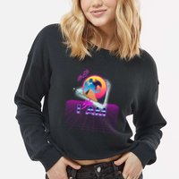 Funny Aesthetic Retro Vaporwave Synthwave Avdol Yes I Am Meme Quote Cropped Pullover Crew