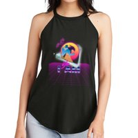 Funny Aesthetic Retro Vaporwave Synthwave Avdol Yes I Am Meme Quote Women's Perfect Tri Rocker Tank