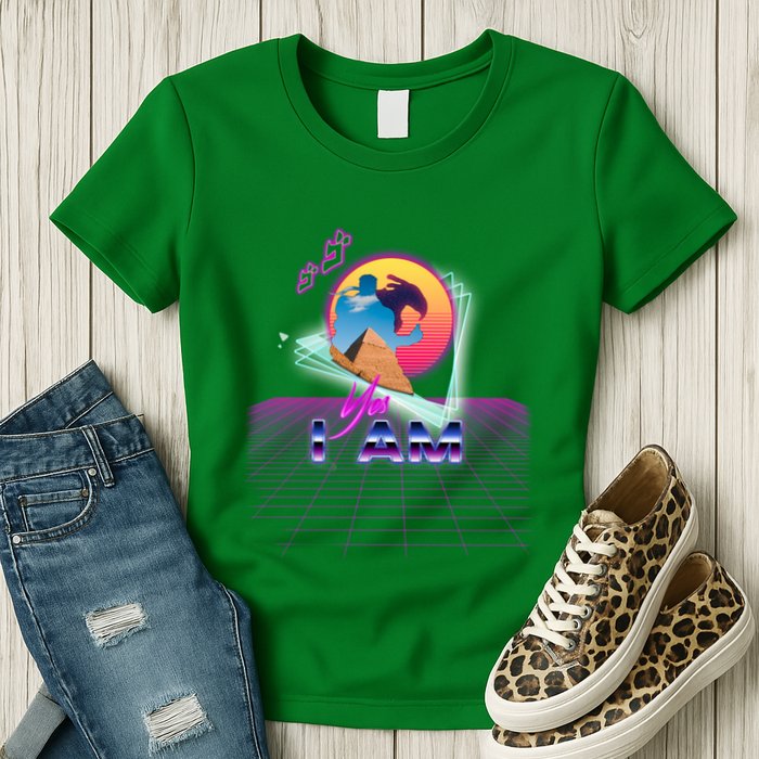 Funny Aesthetic Retro Vaporwave Synthwave Avdol Yes I Am Meme Quote Womens T-Shirt