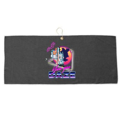 Funny Aesthetic Retro Vaporwave Synthwave Yare Yare Daze Meme Quote Classic Shir Large Microfiber Waffle Golf Towel