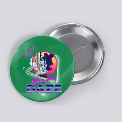 Funny Aesthetic Retro Vaporwave Synthwave Yare Yare Daze Meme Quote Classic Shir Button