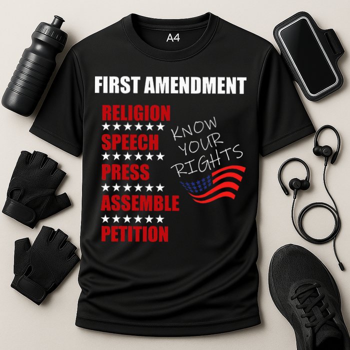 First Amendment Rights Audit United States Constitution Flag Cooling Performance Crew T-Shirt