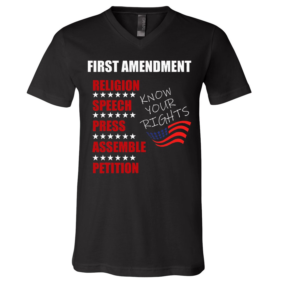 First Amendment Rights Audit United States Constitution Flag V-Neck T-Shirt