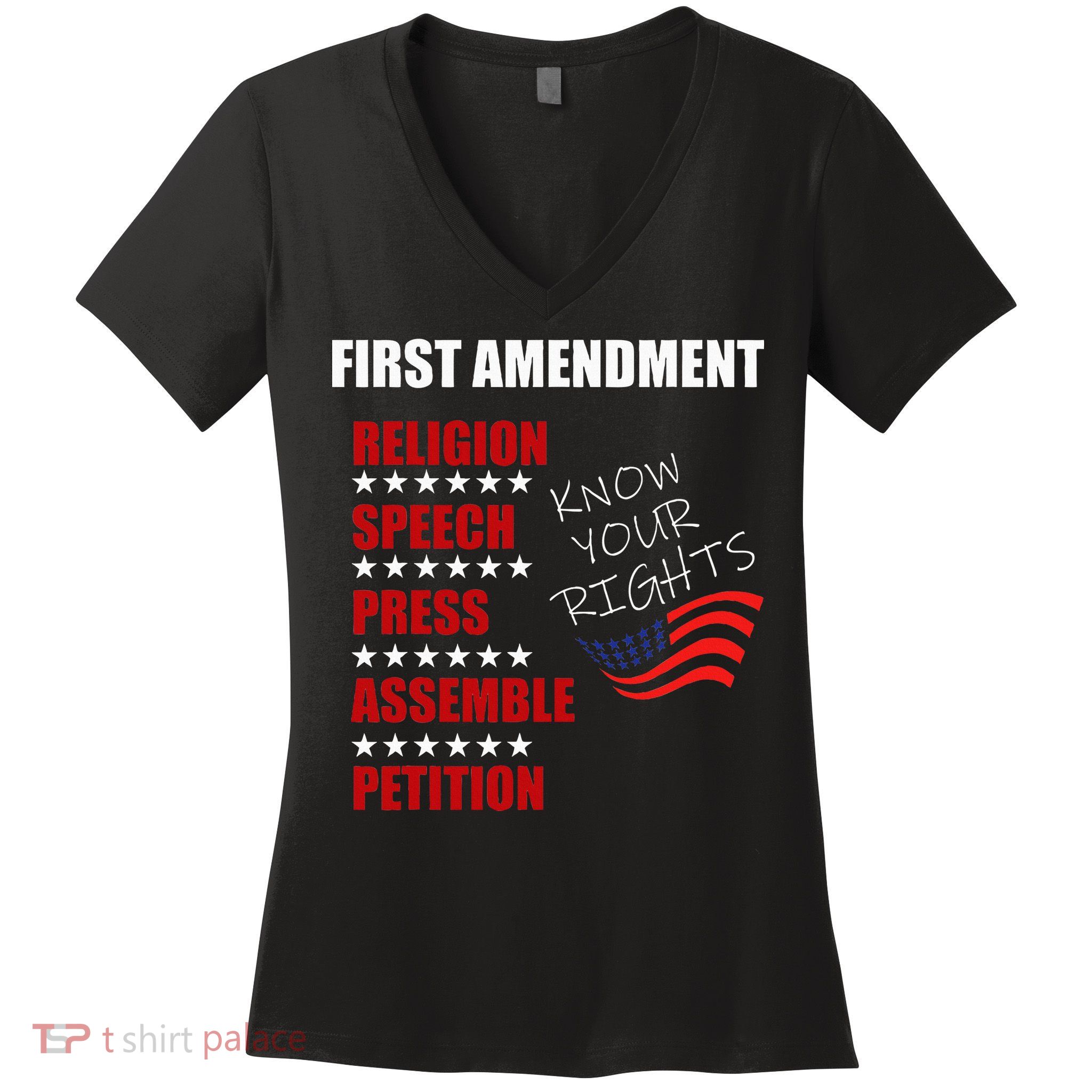 First Amendment Rights Audit United States Constitution Flag Women's V-Neck T-Shirt