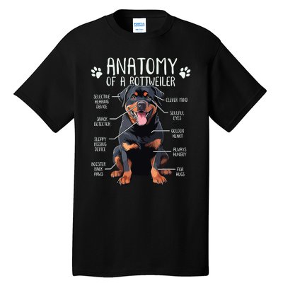 Funny Anatomy Rottweiler Dog Owner Rottie Dad Mom Pet Lover Tall T-Shirt