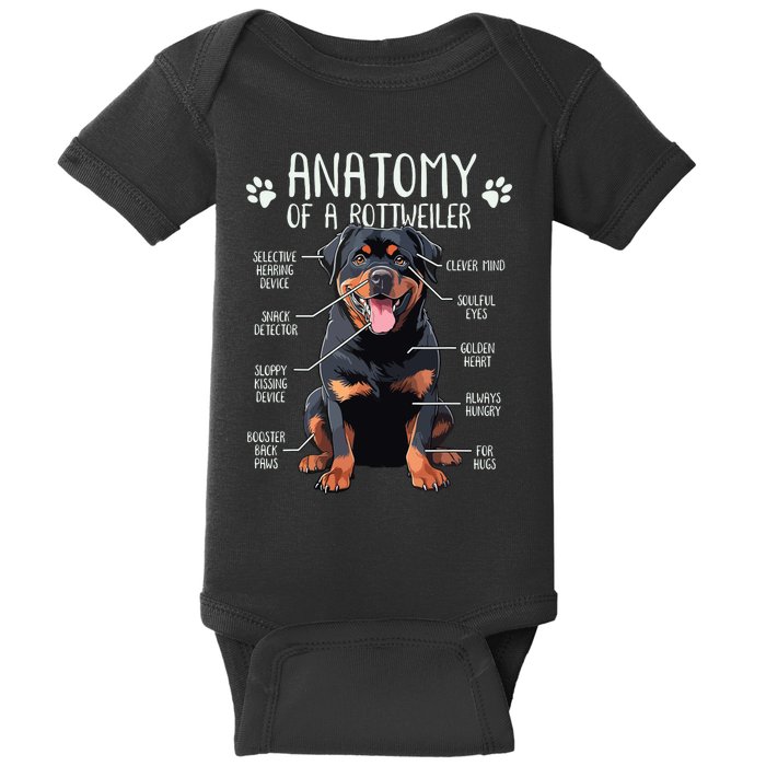 Funny Anatomy Rottweiler Dog Owner Rottie Dad Mom Pet Lover Baby Bodysuit