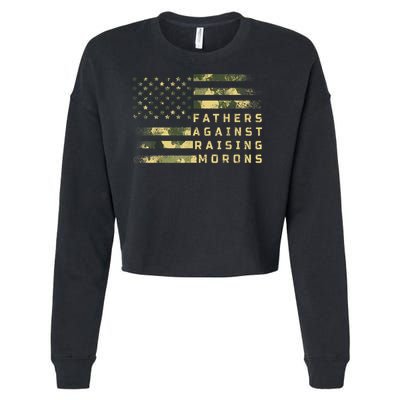 Fathers Against Raising Morons Funny Dad Joke Father's Day Cropped Pullover Crew
