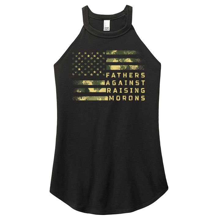 Fathers Against Raising Morons Funny Dad Joke Father's Day Women's Perfect Tri Rocker Tank
