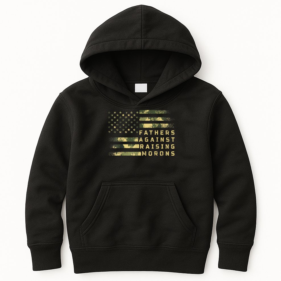 Fathers Against Raising Morons Funny Dad Joke Father's Day Kids Hoodie