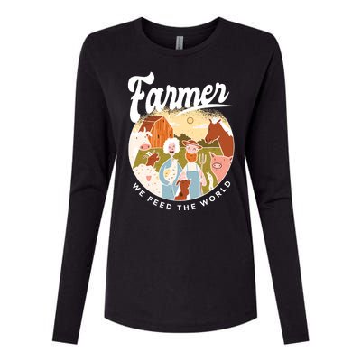 Farmer We Feed The World Womens Cotton Relaxed Long Sleeve T-Shirt