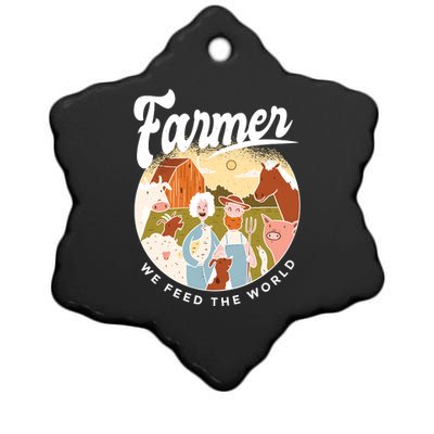 Farmer We Feed The World Ceramic Star Ornament