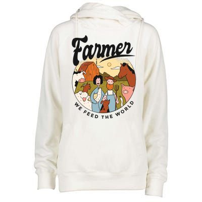 Farmer We Feed The World Womens Funnel Neck Pullover Hood