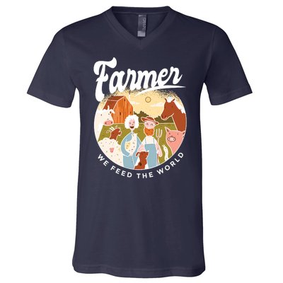 Farmer We Feed The World V-Neck T-Shirt